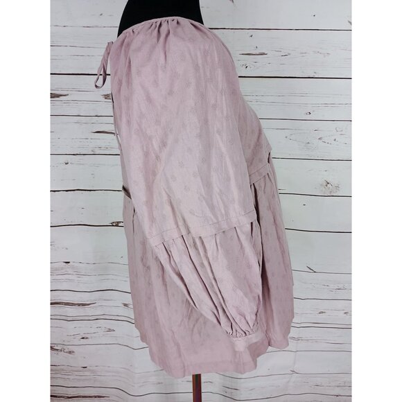 Mustard Seed Women's Mauve Peasant Blouse With Balloon Sleeves & Tie Back Detail - Picture 2 of 8